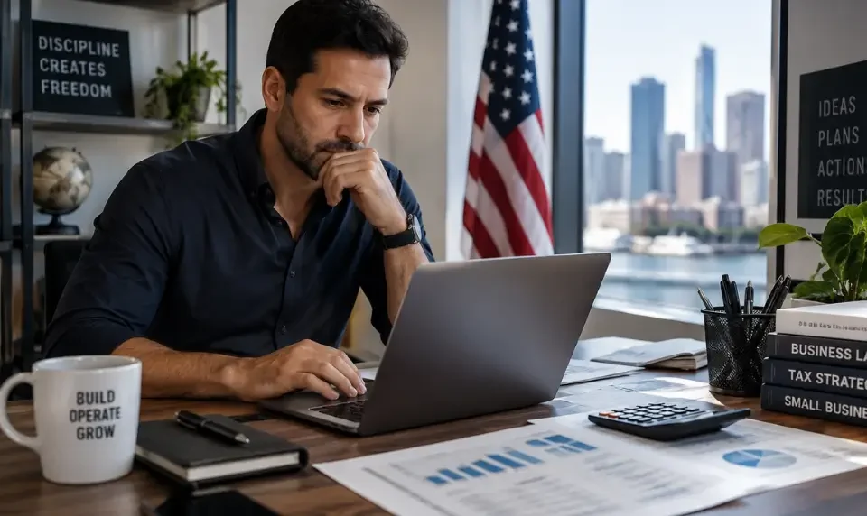 Brasileiro Empreendedor nos EUA analisando taxas single-member LLC